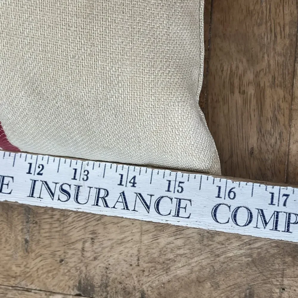 Pottery Barn Linen Blend Throw Pillow 16 x 26 in 100% Cotton Filled Red Striped